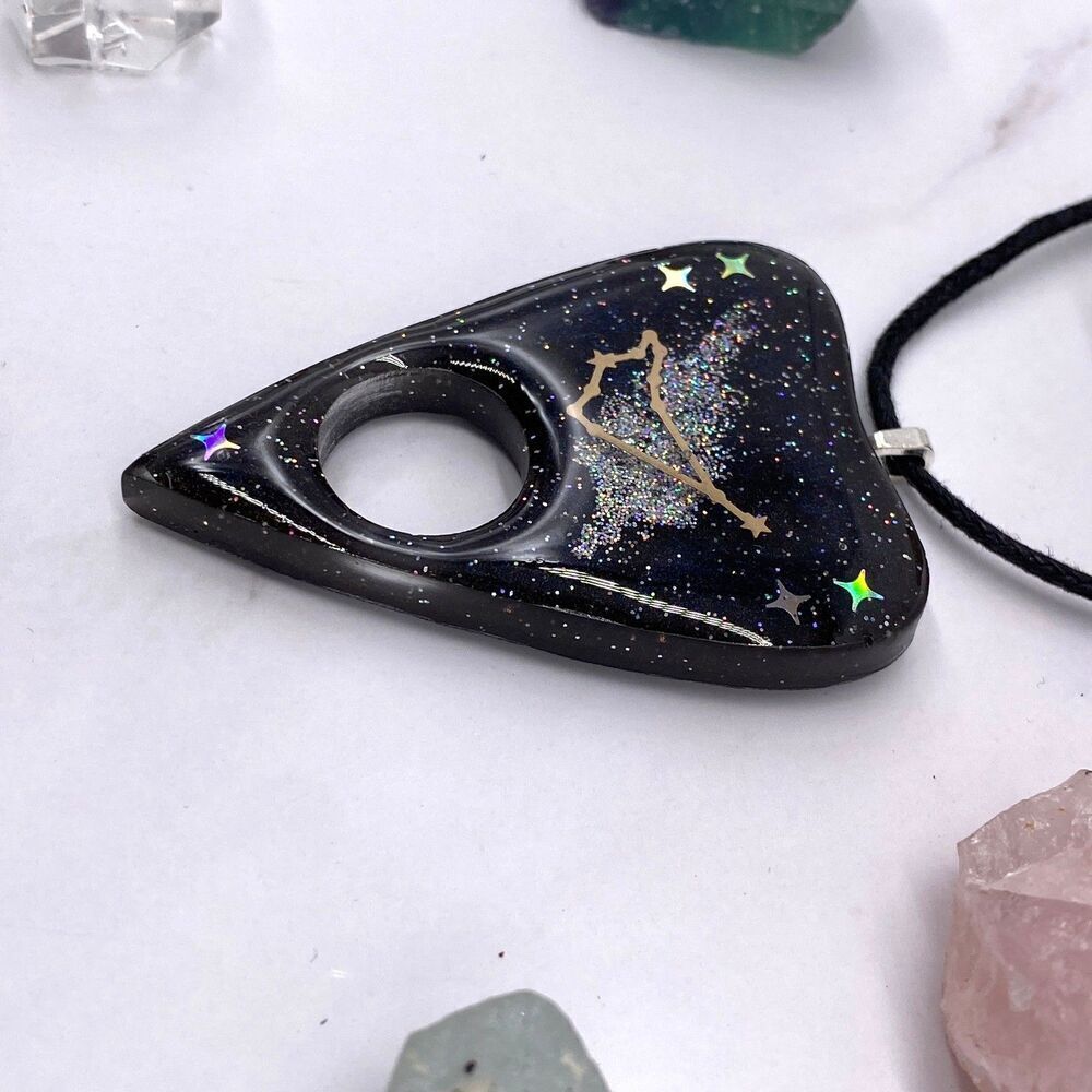 Black Capricorn zodiac Ouija Planchette Necklace - Picture 7 of 8